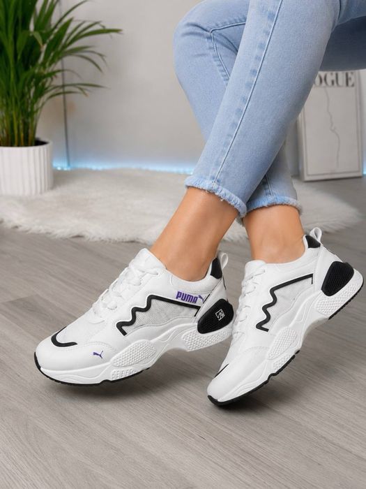 Последняя пара! Женские кроссовки Puma белые | Размер 38 (стелька 24 см) | Легкие повседневные кроссовки
