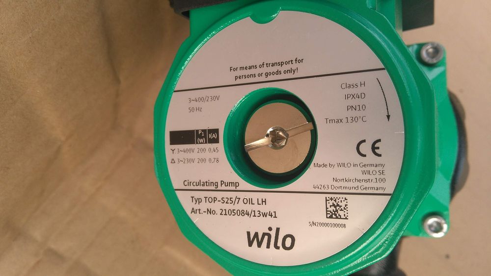 Pompa Obiegowa Wilo TOP-S 25/7 OIL LH nowa 400V