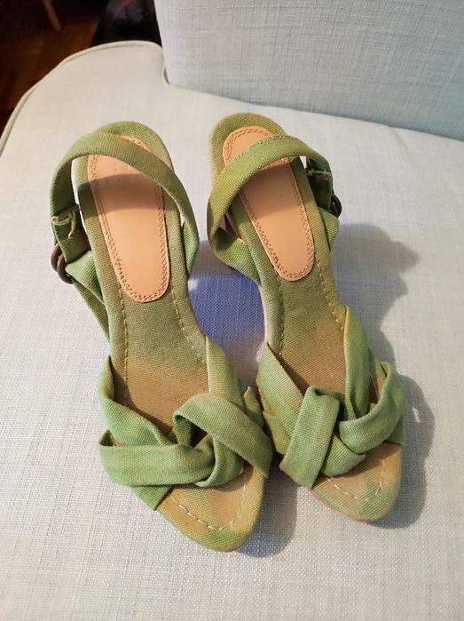 Buty Zara, 39, drewniany obcas zielone