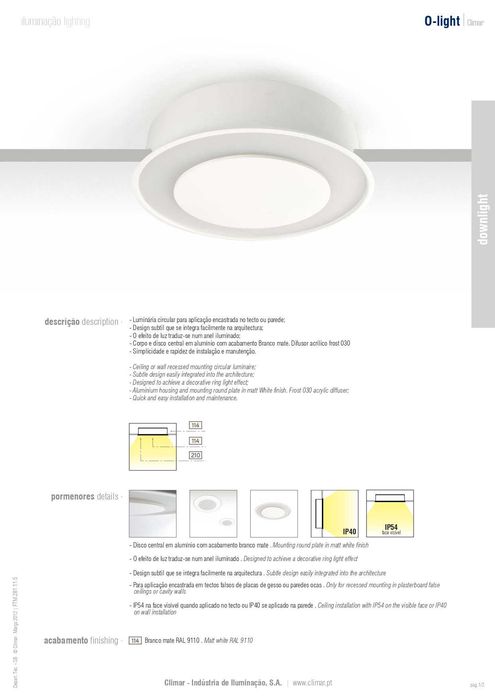 Projector de embutir em tecto ou parede