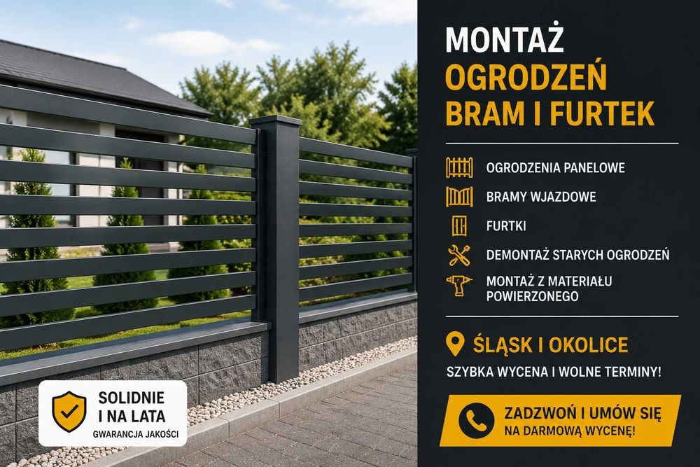 Montaż ogrodzeń panelowych, bram i furtek – Śląsk | Wolne terminy