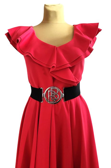 Pasek damski szeroka guma srebrna klamra czarny