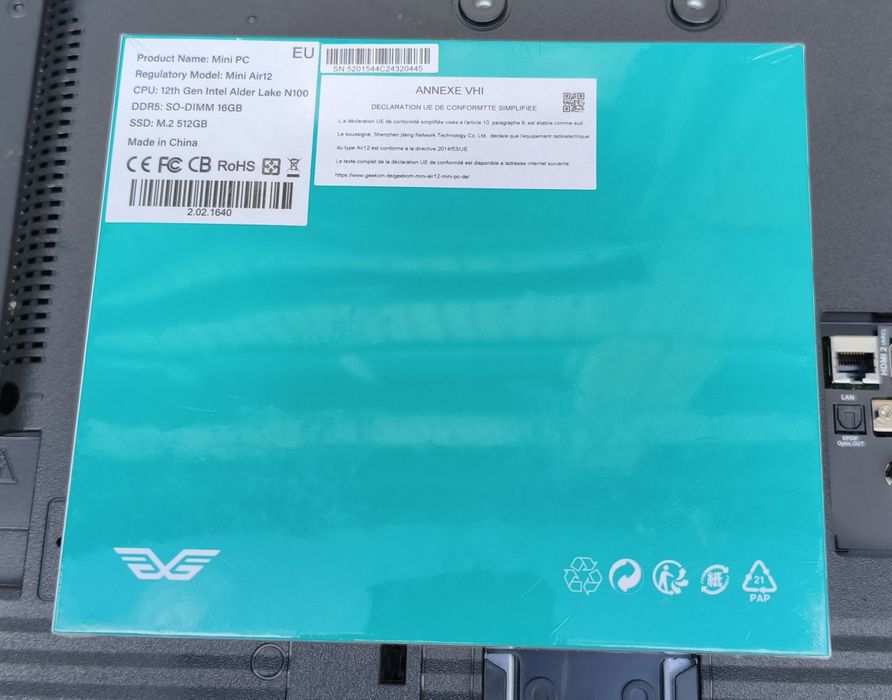 Неттоп міні Пк mini PC Geekom Mini Air 12 DDR 5 16Gb SSD M.2 512Gb UHD Graphics Intel Windows 11 Pro ліцензія новий міні комп'ютер Nuc
