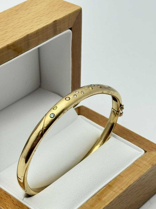 Klasyczna Złota Bransoletka Sztywna Brylanty P585 24,03G