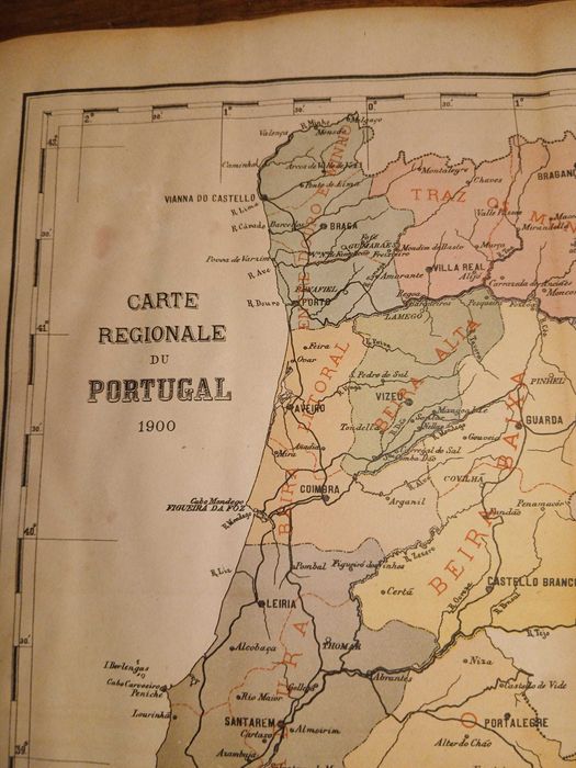 Mapa Portugal, Carte Regionale Du Portugal 1900