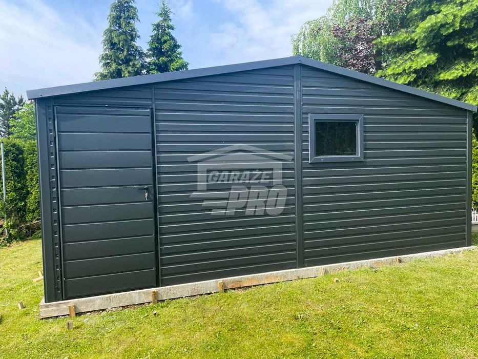 Domek Ogrodowy 5x4  antracyt  drzwi +2x okno Dach dwuspad GP75