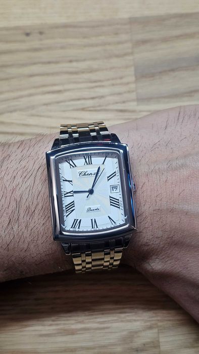 Relogio Branco Rectangular estilo Cartier Tank
