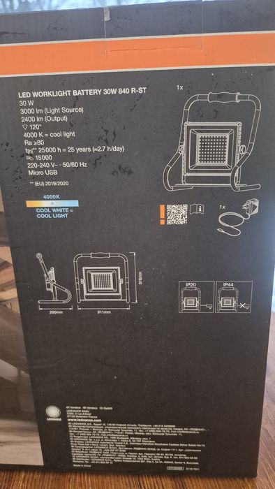Прожектор OSRAM/ LEDVANCE Worklight BatteryR-Stand 30W.С аккумулятором