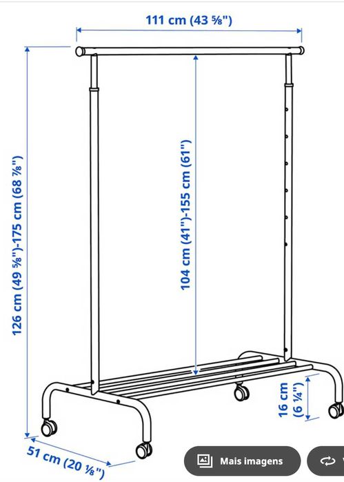 Suporte para Cabides Preto (Bengaleiro RIGGA IKEA)