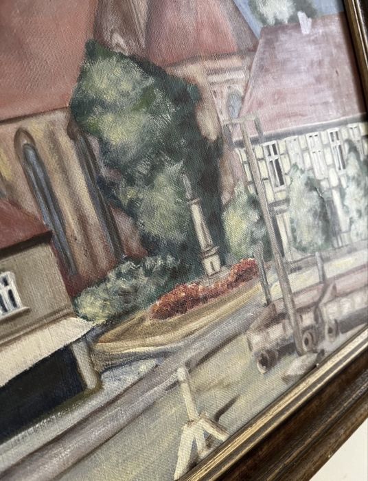 Wielki obraz olejny na płótnie - 1988r Drawsko Pomorskie