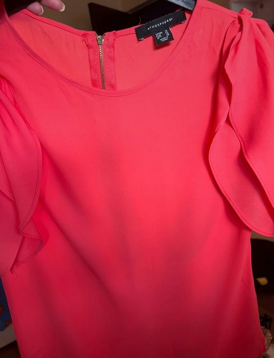 Letnia bluzka Atmosphere 40 L bufki rękawy koral czerwień