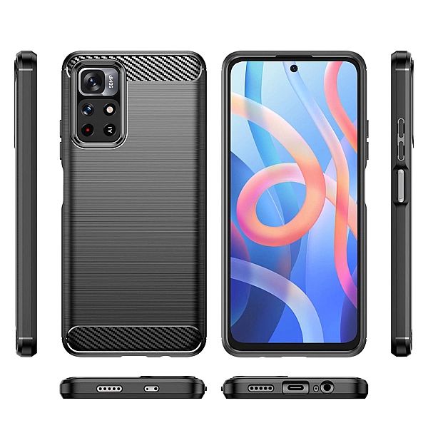 Carbon Case elastyczne etui pokrowiec Poco M4 Pro 5G czarny