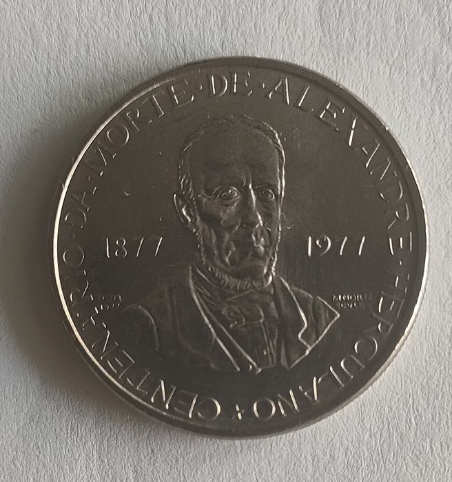 Moeda 5 Escudos - Centenário Falecimento de Alexandre Herculano 1977