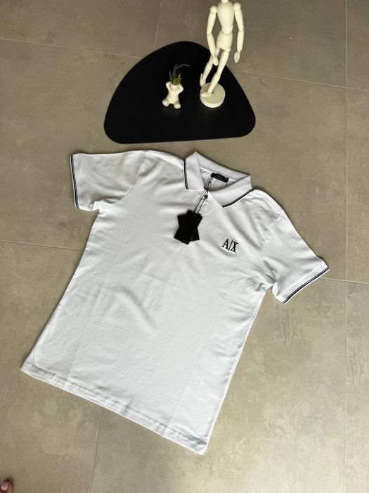 Топ Крута поло футболка Armani Exchange біла та чорна  розмір  S-XXL