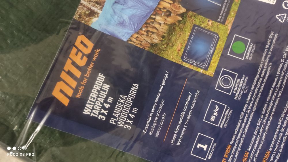 Nowa duża 3/4m plandeka wodoodporna gruba solidna