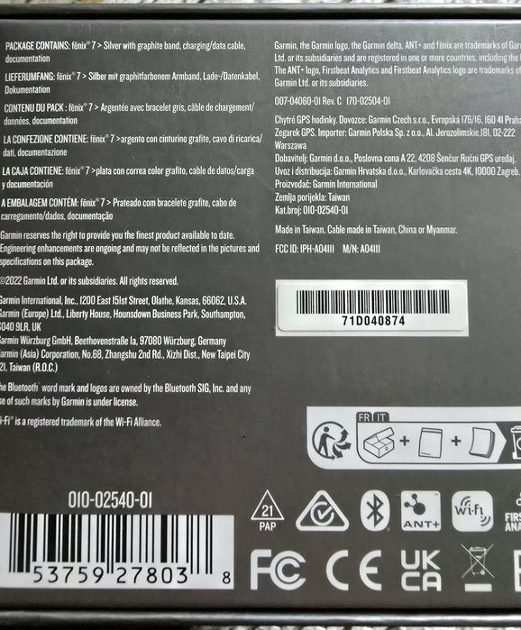 Relógio Garmin Fenix 7 Standard