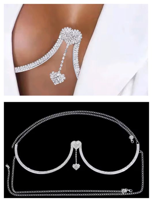 Портупея со стразами, украшение под грудь, бра