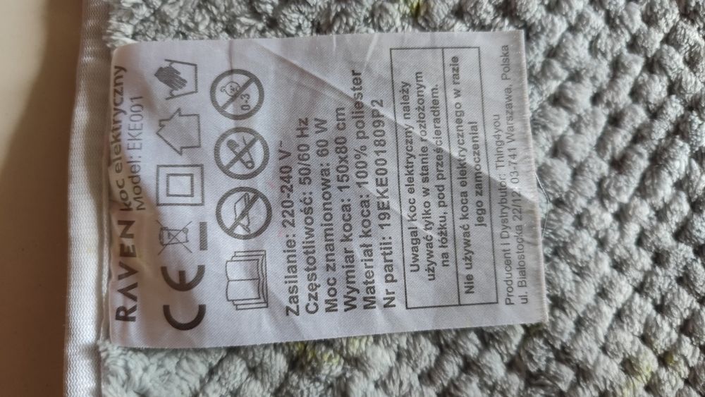 Koc elektryczny/ mata grzewcza Raven EKE001