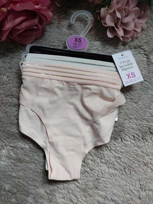 Nowy komplet 3 pary damskie majtki figi hipstery Primark r.34/36 S
