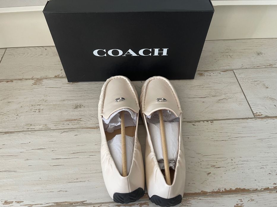 COACH Marley Driver mock. Бежевые мокасины натуральная кожа р 39