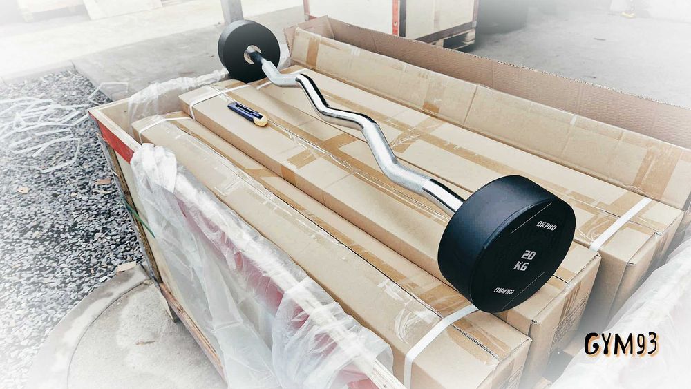 Zestaw 10 sztang stałych do 50 kg Szare Tekstura Gięte