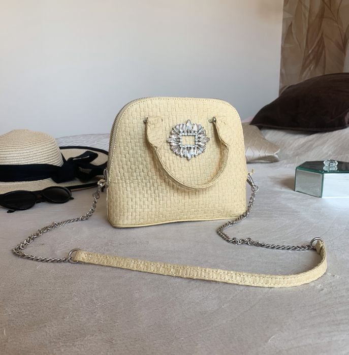 Torebka plecioną diamenty ozdobna plażowa koszyk wiklinowa ZARA