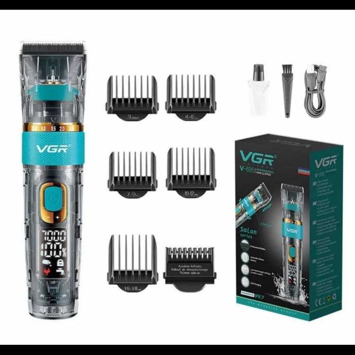 Акумуляторна машинка для стрижки волосся + 6 насадок, з USB, VGR V-695