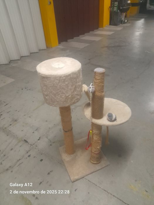Arranhador e casota para gatos