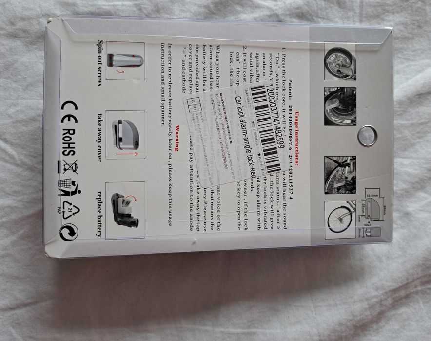 Alarm blokada na tarczę do rowera moto hulajnogi