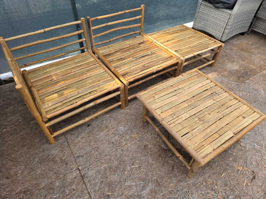 Meble bambusowe do ogrodu modułowe sofa plus stolik