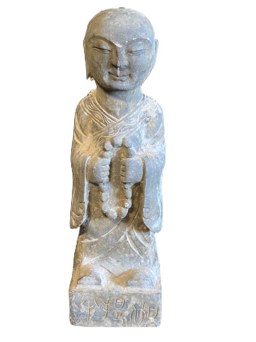 ESCULTURA EM PEDRA RARA DE DOIS LUOHAN DINASTIA LIAO ORIENTAL CHINES TIBETANO