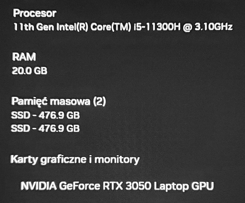HP Gaming 17,3" 144Hz - RTX3050 SSD1TB 20GB - stan IDEALNY