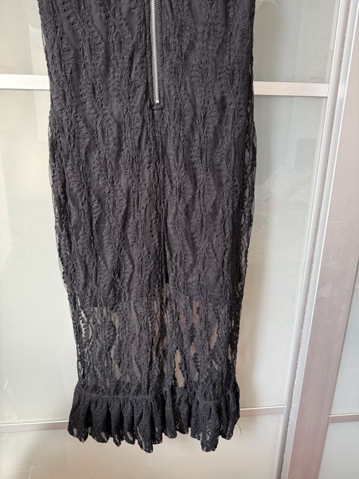 Vestido festa renda preto com transparencias tamanho M