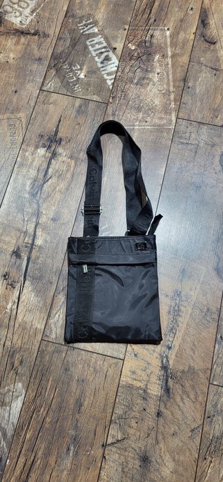 Saszetka męska torebka czarna szeroki pasek premium