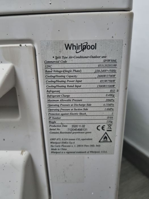 Ar condicionado whirlpool 9.000 btus