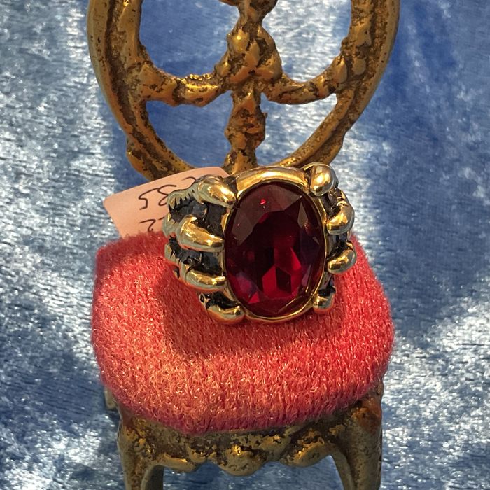 Anel garra de dragão oriental 18k pedra vermelha T22 m