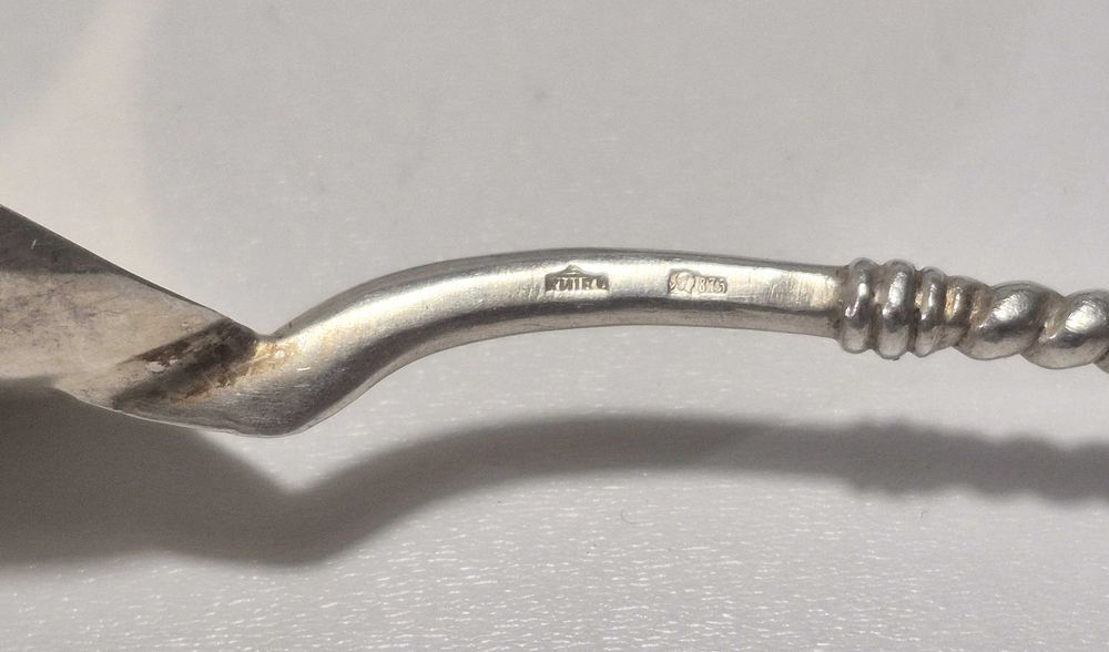 Набор винтажных чайных ложечек, серебро с позолотой 875 пробы, 6 штук