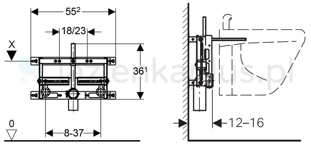 Geberit stelaż podtynkowy do bidetu kombifix