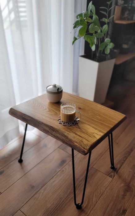 Unikatowy stolik kawowy z litego dębu. Ława handmade, loft.