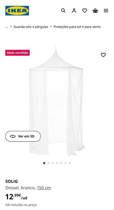 IKEA lSOLIG Dossel, branco, 150 cm