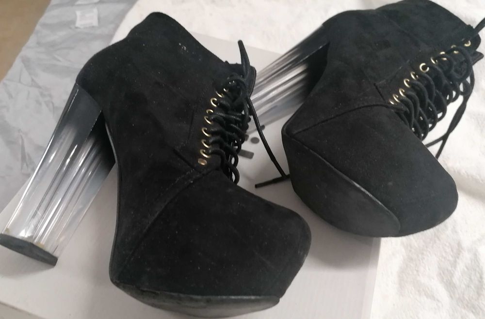 Sapato bota , salto acrílico, 37, "Seaside", pouco uso, por 7€