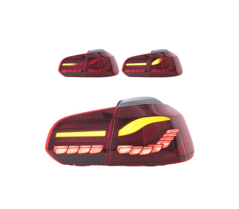 FAROLINS FULL LED VOLKSWAGEN VW GOLF 6 LIGHT BAR OLED DINAMICOS VERMELHO ESCURO