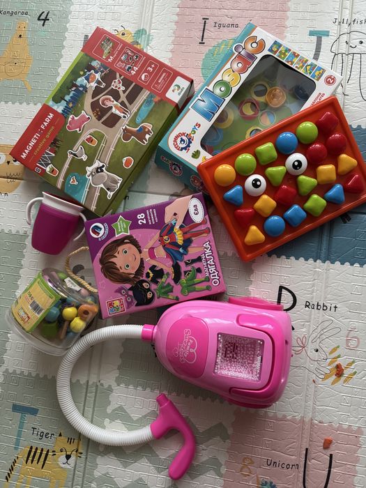 Набір розвиваючих іграшок | магнітна гра мозаїка пилосос монтессорі