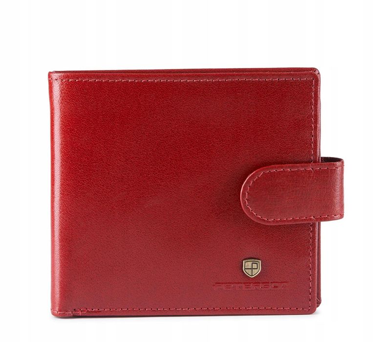 cienki skórzany portfel męski z zapięciem - peterson