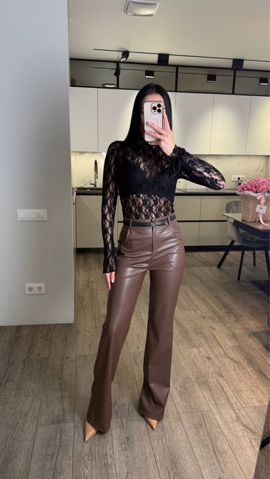 Брюки екошкіра на замші