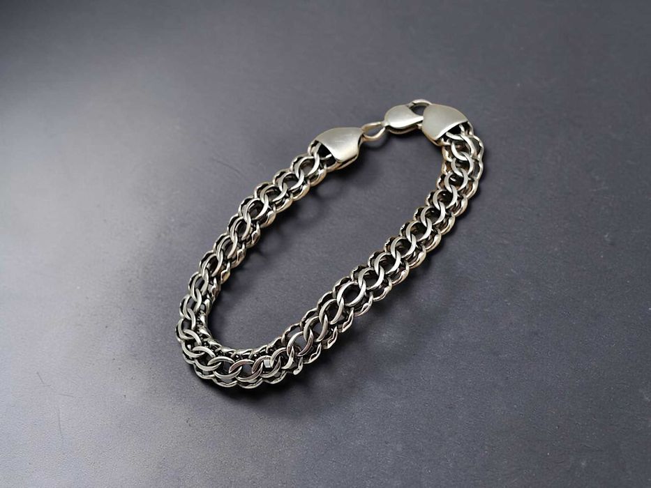 Solidna srebrna męska bransoletka - próba 925 - 27,17g - 23,5cm