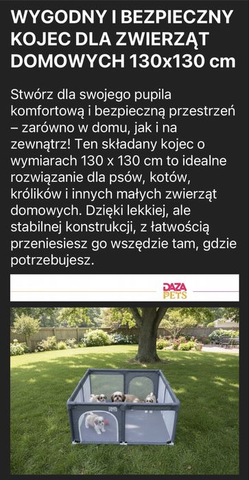 Kojec dla psa kota lekki skladany
