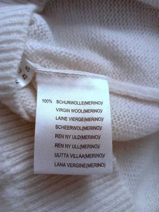 Wełniany sweter kremowy ecru merino wool basic M 38