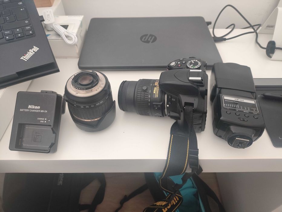 Nikon D3300 + Tamron 18-200 + flash + acessórios