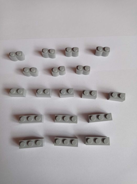 Klocki Lego, 1x2 (30136), 1x2 (3004), 1x3 (3622), kolor jasny szary